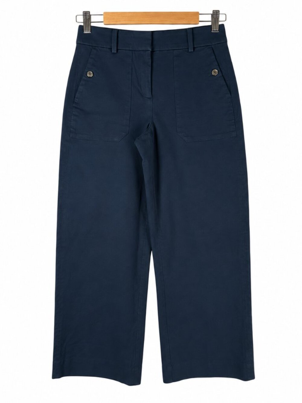 J. Crew Sydney Navy Blue Wide Leg Bi-Stretch Cotton Cropped Pants Size 4